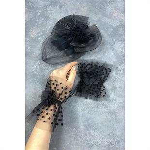 الجملة الزفاف قبعة الزفاف Voilet الإكسسوارات والإكسسوارات المعصم مزدوج البولكا دوت فيرا