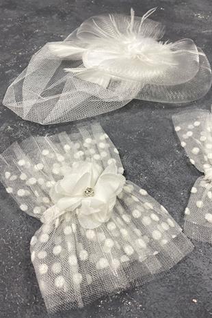 Voile Wedding Cap Bridal Accessory And Vera Stone Double Wrist Accessory