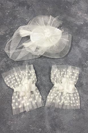 Voile Wedding Cap Bridal Accessory And Lavin Stone Double Wrist Accessory