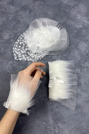 Voile Wedding Cap Bridal Accessory And Lina Couple Wrist Accessory