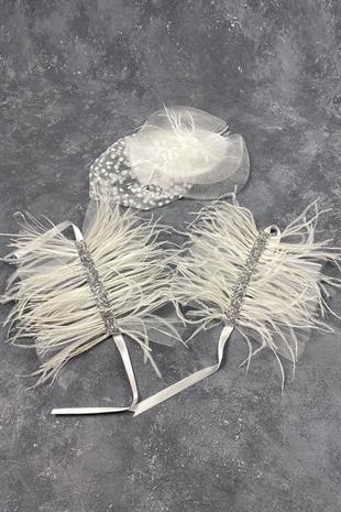  الجملة الزفاف قبعة الزفاف Voilet التبعي والريشة Asel ملحق المعصم مزدوج