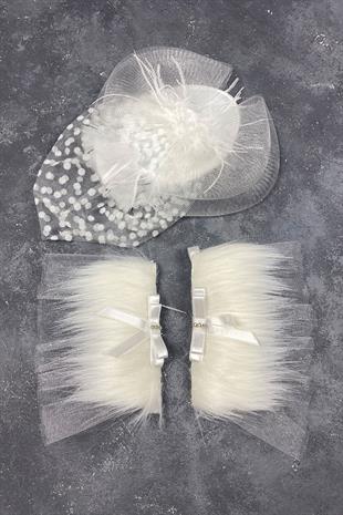 Voile Wedding Cap Bridal Accessory And Lina Couple Wrist Accessory