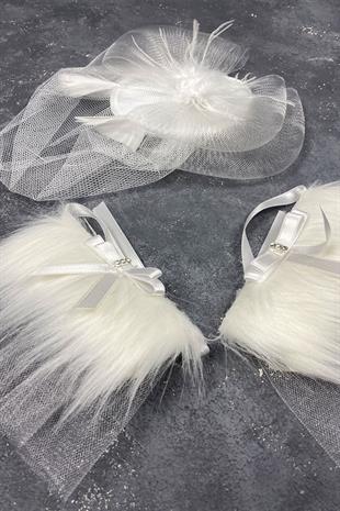 Voile Wedding Cap Bridal Accessory And Lina Couple Wrist Accessory