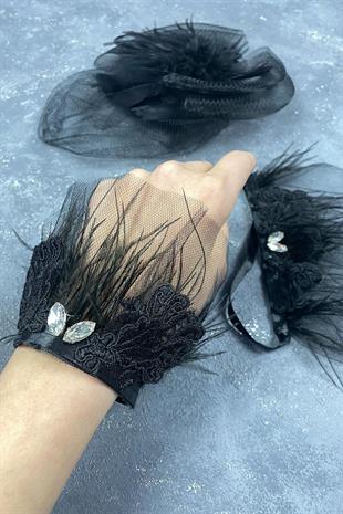 الجملة قبعة الزفاف الفوال الزفاف التبعي والإكسسوار المعصم مزدوج حجر لافين