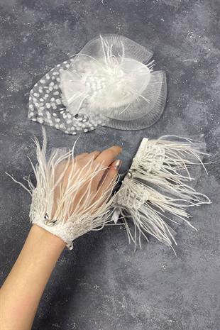 Voile Wedding Cap Bridal Accessory And Lavin Stone Double Wrist Accessory