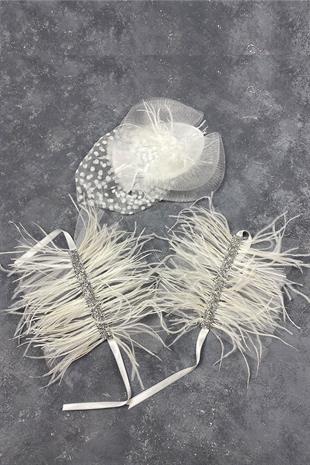  الجملة الزفاف قبعة الزفاف Voilet التبعي والريشة Asel ملحق المعصم مزدوج