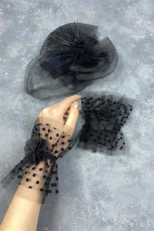 الجملة الزفاف قبعة الزفاف Voilet الإكسسوارات والإكسسوارات المعصم مزدوج البولكا دوت فيرا