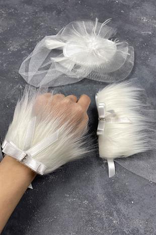 Voile Wedding Cap Bridal Accessory And Lina Couple Wrist Accessory