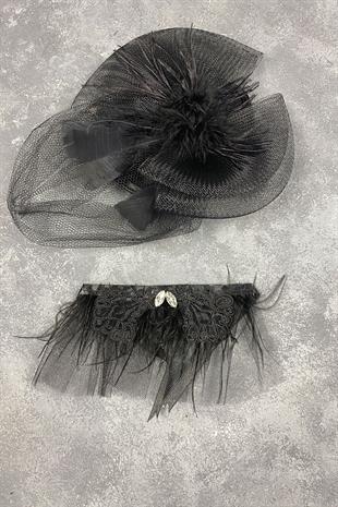 Voile Wedding Hat Bridal Accessory And Lavin Feather Wrist Accessory