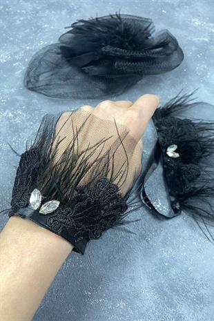 Voile Wedding Cap Bridal Accessory And Lavin Stone Double Wrist Accessory