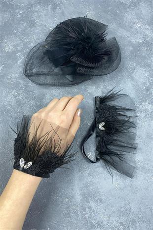 Voile Wedding Cap Bridal Accessory And Lavin Stone Double Wrist Accessory