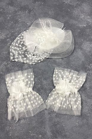 Voile Wedding Cap Bridal Accessory And Vera Double Wrist Accessory