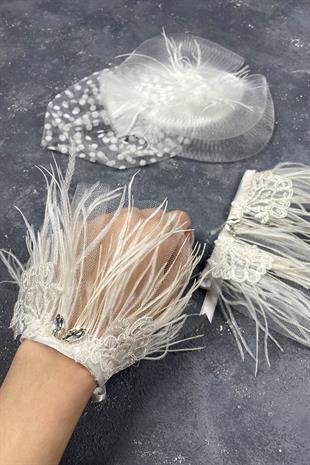 Voile Wedding Cap Bridal Accessory And Lavin Stone Double Wrist Accessory