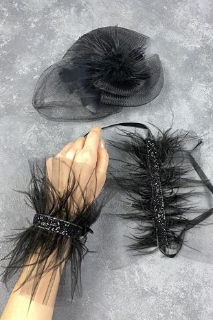  الجملة الزفاف قبعة الزفاف Voilet التبعي والريشة Asel ملحق المعصم مزدوج