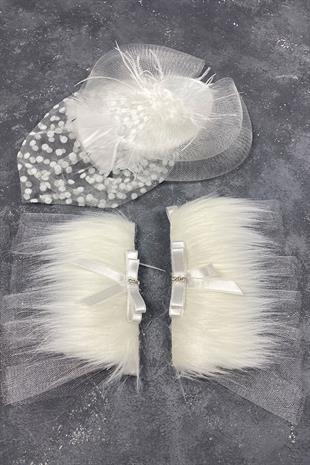 Voile Wedding Cap Bridal Accessory And Lina Couple Wrist Accessory