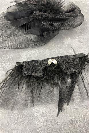 Voile Wedding Hat Bridal Accessory And Lavin Feather Wrist Accessory