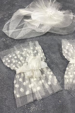 Voile Wedding Cap Bridal Accessory And Lavin Stone Double Wrist Accessory