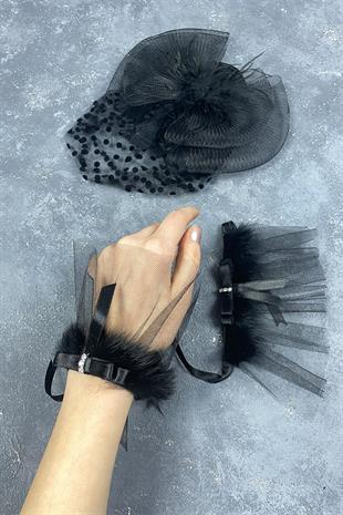 Voile Wedding Cap Bridal Accessory And Lina Couple Wrist Accessory