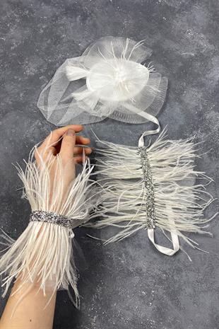 Voile Wedding Cap Bridal Accessory And Asel Couple Wrist Accessory