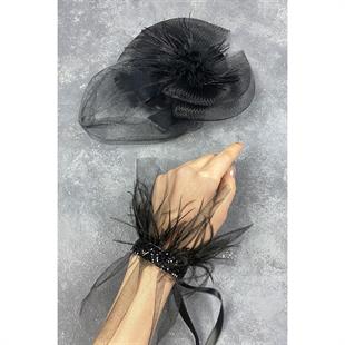  الجملة Voilet الزفاف قبعة الشعر التبعي وبيرين الريشة التبعي المعصم