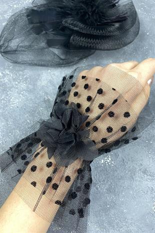 Voile Wedding Hat Hair Accessory And Pointed Vera Wrist Accessory