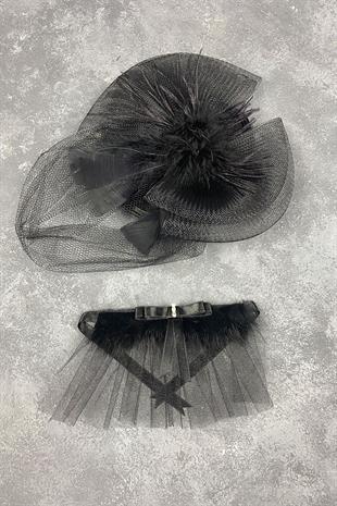 Voile Wedding Hat Hair Accessory And Lina Wrist Accessory