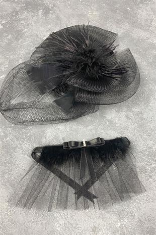 Voile Wedding Hat Hair Accessory And Lina Wrist Accessory