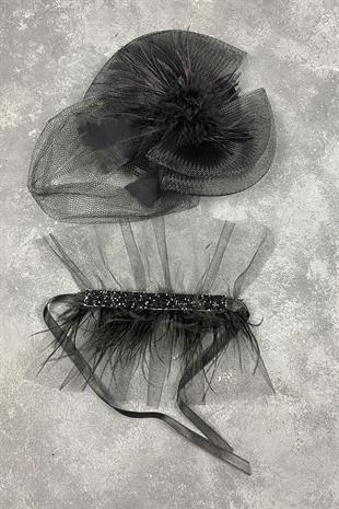  الجملة Voilet الزفاف قبعة الشعر التبعي وبيرين الريشة التبعي المعصم