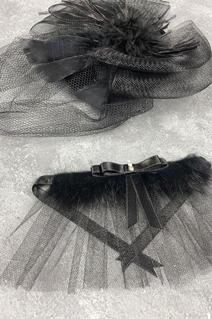 Voile Wedding Hat Hair Accessory And Lina Wrist Accessory