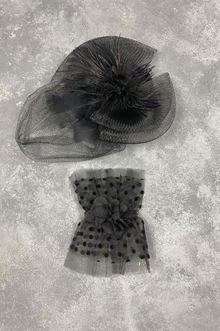 Voile Wedding Hat Hair Accessory And Pointed Vera Wrist Accessory