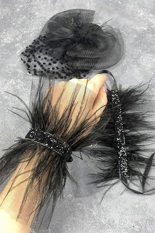  الجملة Voilet الزفاف قبعة الشعر التبعي وAsel الريش ملحق المعصم زوجين