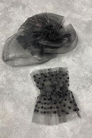 Voile Wedding Hat Hair Accessory And Pointed Vera Wrist Accessory