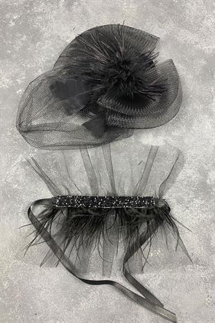  الجملة Voilet الزفاف قبعة الشعر التبعي وبيرين الريشة التبعي المعصم