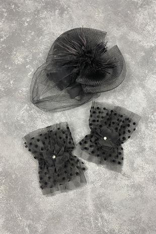 الجملة قبعة الزفاف Voilet وبولكا دوت ستون فيرا ملحق المعصم المزدوج