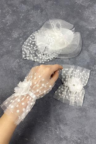 Voilelet Wedding Cap And Vera Stone Double Wrist Accessory