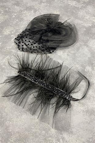 Voile Polka Dot Wedding Cap And Asel Bridal Wrist Accessory