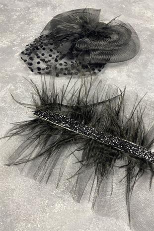 Voile Polka Dot Wedding Cap And Asel Bridal Wrist Accessory