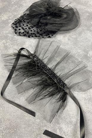  الجملة Vualet رقصة البولكا نقطة قبعة الزفاف وبيرين الريشة ملحقات المعصم