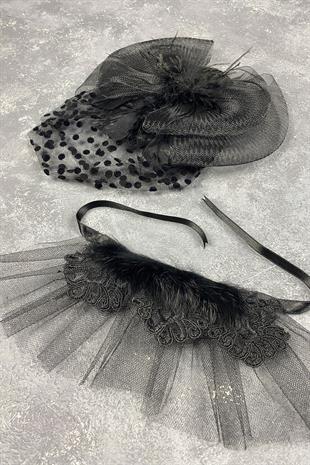 الجملة قبعة الزفاف Vualet رقصة البولكا نقطة والإكسسوار المعصم ريشة لافين