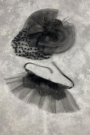 الجملة قبعة الزفاف Vualet رقصة البولكا نقطة والإكسسوار المعصم ريشة لافين