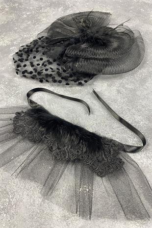 الجملة قبعة الزفاف Vualet رقصة البولكا نقطة والإكسسوار المعصم ريشة لافين