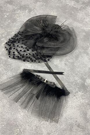 الجملة قبعة الزفاف الفوال رقصة البولكا نقطة وإكسسوارات المعصم حجر لينا