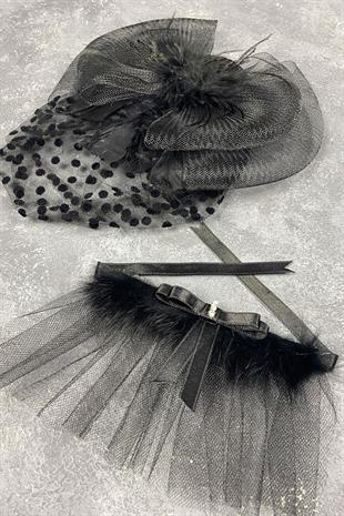 الجملة قبعة الزفاف الفوال رقصة البولكا نقطة وإكسسوارات المعصم حجر لينا