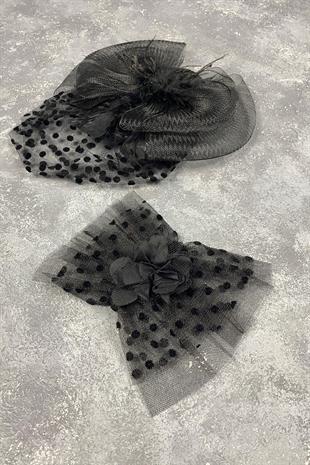 الجملة قبعة الزفاف Voilet رقصة البولكا نقطة والإكسسوارات المعصم فيرا