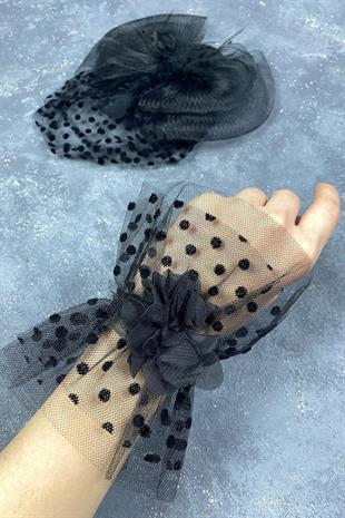 الجملة قبعة الزفاف Voilet رقصة البولكا نقطة والإكسسوارات المعصم فيرا