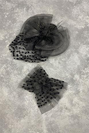 Voile Polka Dot Wedding Cap And Vera Wrist Accessory