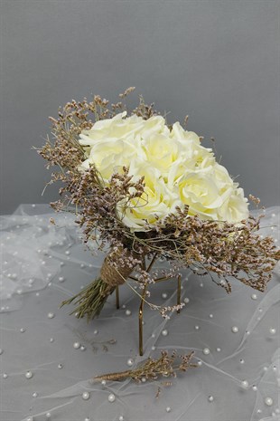 Yapay Gerçek Görünümlü Gelin Çiçeği Ve Damat Yaka Çiçeği