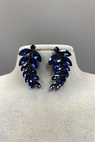 Leaf Pattern Ela Evening Dress with Stone Bridal Earring