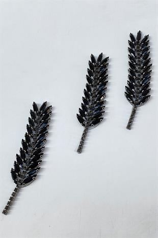 Yaprak Desen Ütüyle Yapışan Parlak Taşlı Aplik 