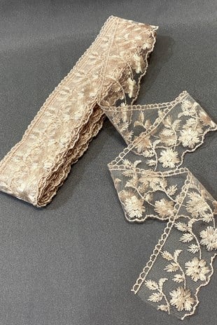 Yaprak Desenli Kenar Güpür Dantel Fisto 9 mt